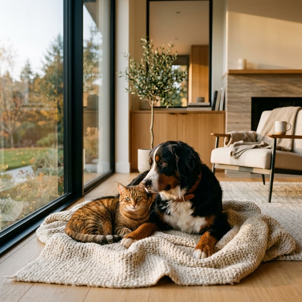 Pets in a cozy home